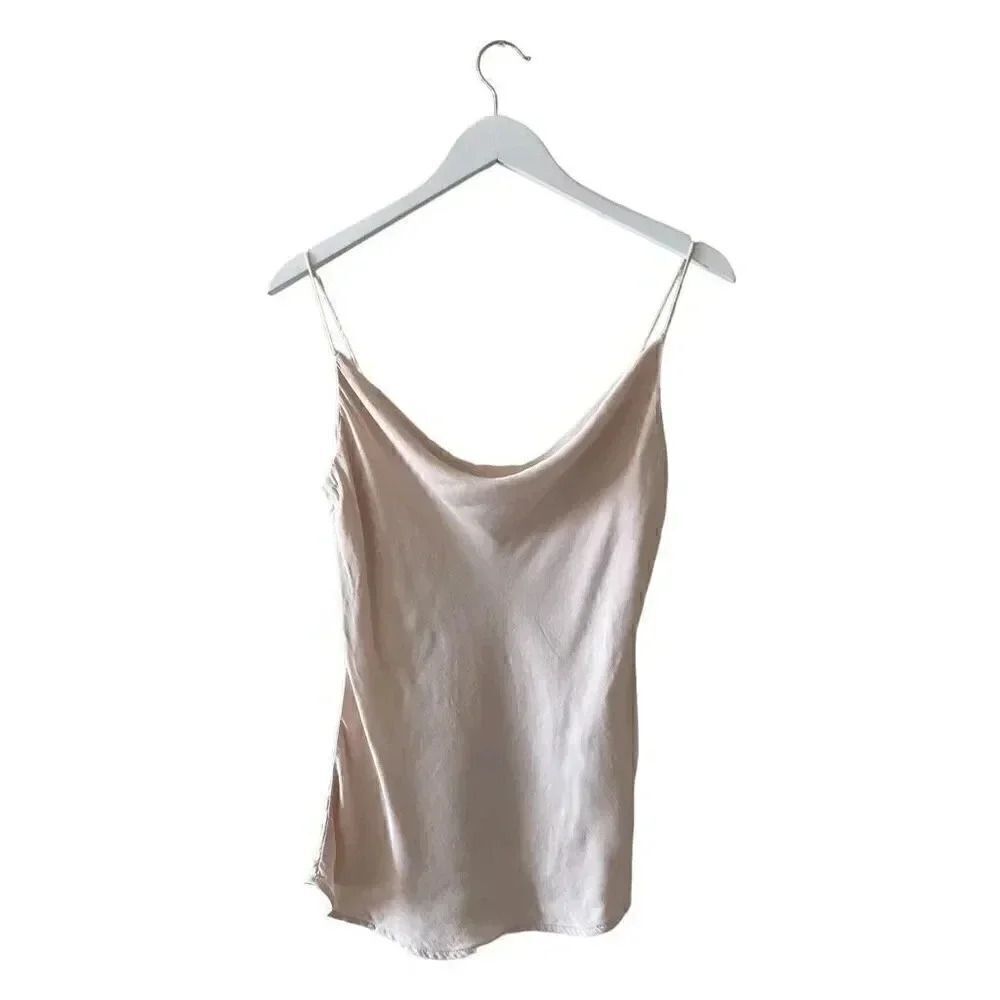 Zara Draped Satin Cami Apricot Champaigne Women’s Lightweight Top SZ M #1721